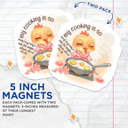 (2 Pack) Funny Cooking Magnets - Cute Kitchen - Chicken Illustration - 5" On Longest Side - for Cars, Fridges, Toolboxes - Made in USA - MAG4368