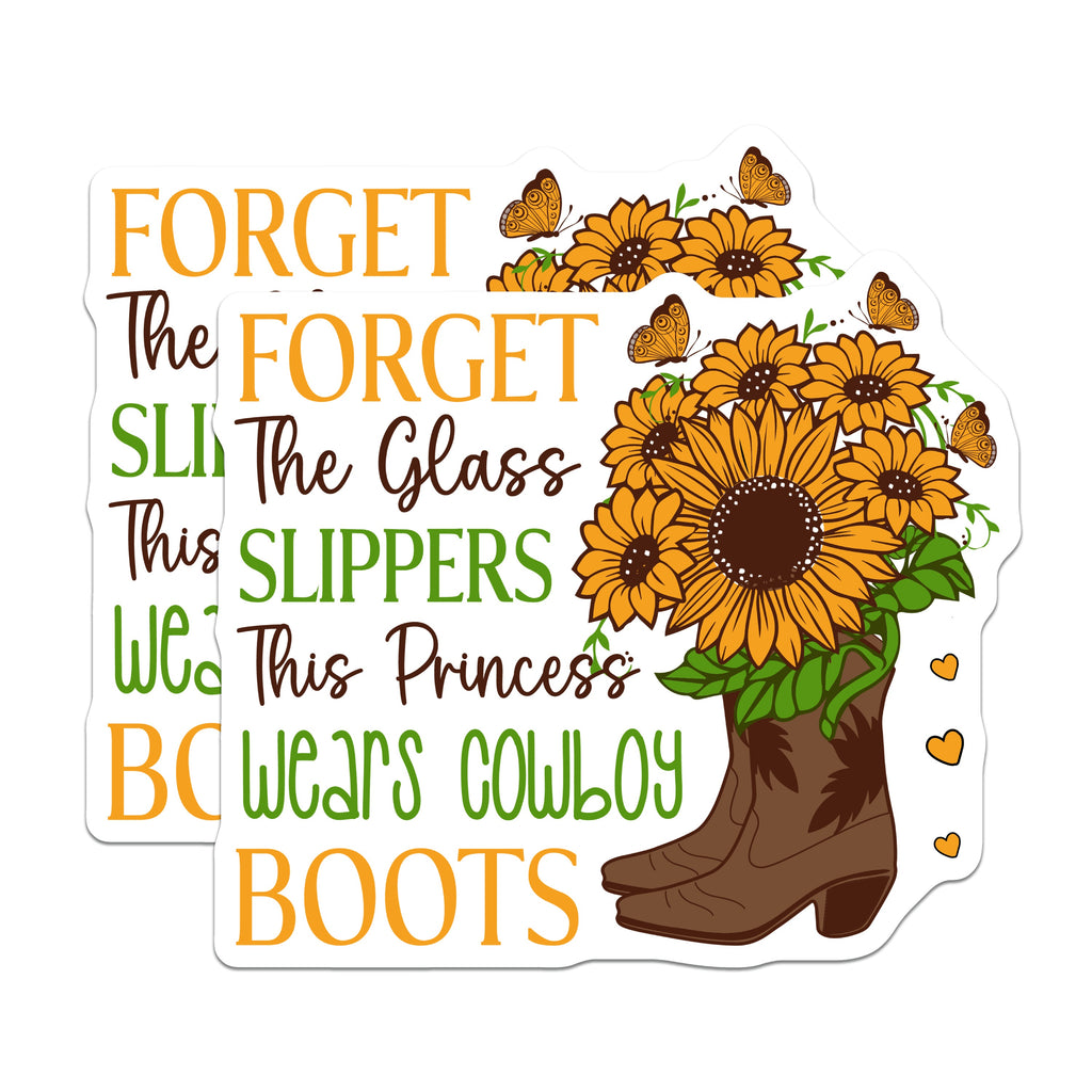 (2 Pack) Princess Cowboy Boots Magnets - Country Girl Sunflower Decor - Empowering Quote Refrigerator Magnet - 5 Inches On Longest Side - Thick Durable Magnet - Made in USA - MAG38875