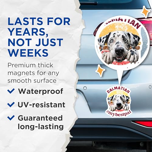 (2 Pack) Dalmatian Dog Magnets - Puppy - Cute Dog Lover - Animal Print Fridge Magnets - 5" On Longest Side - for Cars, Fridges, Toolboxes - Made in USA - MAG3975