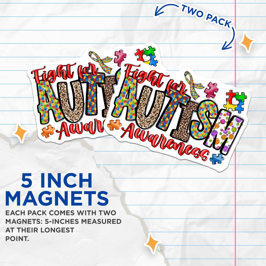 (2 Pack) Autism Awareness Magnets - Puzzle Piece Neurodiversity Support - Special Needs Advocate Refrigerator Magnets - 5 Inches On Longest Side - Thick Durable Magnet - Made in USA - MAG28622