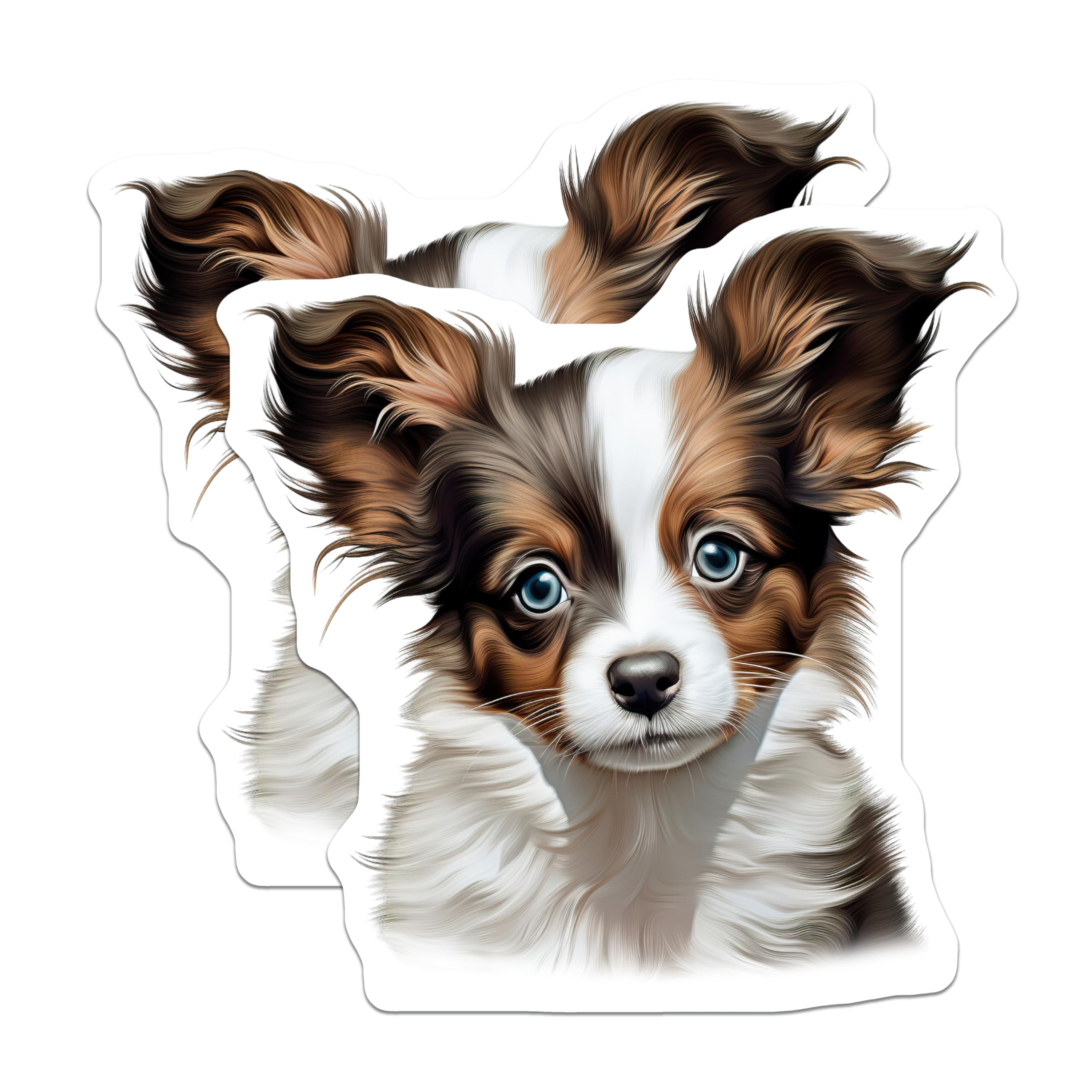 (2 Pack) Cute Papillon Puppy Magnets - Fluffy Dog Lover - Pet Parent Decor - 5 Inches On Longest Side - Thick Durable Magnet - Made in USA - MAG27537
