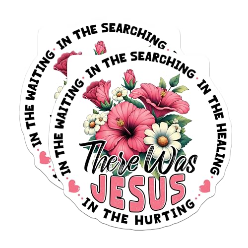 (2 Pack) There was Jesus Stickers - Floral Religious Stickers - Inspirational Christian Quotes Stickers - 5" On Longest Side - Sticks to Smooth Flat Surfaces - Made in USA - BMCS3740