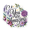 (2 Pack) You are Amazing Magnets - Floral Inspiration Decor - Positive Message Fridge Art - Encouragement Statement - 5 Inches On Longest Side - Thick Durable Magnet - Made in USA - MAG38346