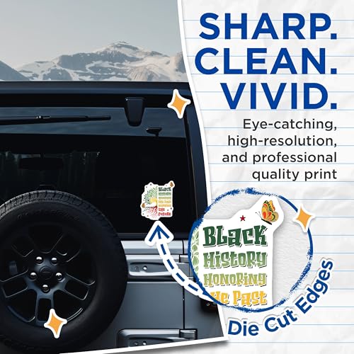(2 Pack) Black History Stickers - Inspirational Stickers - Honor Past Inspire Future Stickers - 5" On Longest Side - Sticks to Smooth Flat Surfaces - Made in USA - BMCS3728