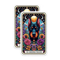 (2 Pack) Doberman Pinscher Dog Stickers - Artistic Dog Stickers - Vibrant Florals and Moon Stickers - 5" On Longest Side - Sticks to Smooth Flat Surfaces - Made in USA - BMCS4832
