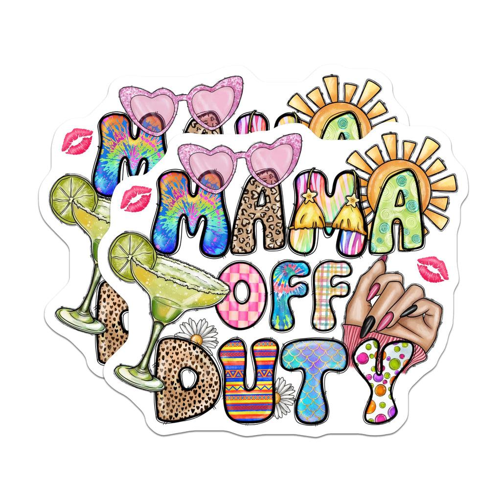 (2 Pack) Mama Off Duty Magnets - Fun Mom Life Vibe - Summer Margarita Design - Relaxation Beach Day Accessory - 5 Inches On Longest Side - Thick Durable Magnet - Made in USA - MAG30592