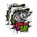 (2 Pack) Hooked on Dad Magnets - Father's Day Fishing Magnets - Bass Fishing Dad Magnets - 5" On Longest Side - for Cars, Refrigerators, Toolboxes, Lockers - Made in USA BMCS3492