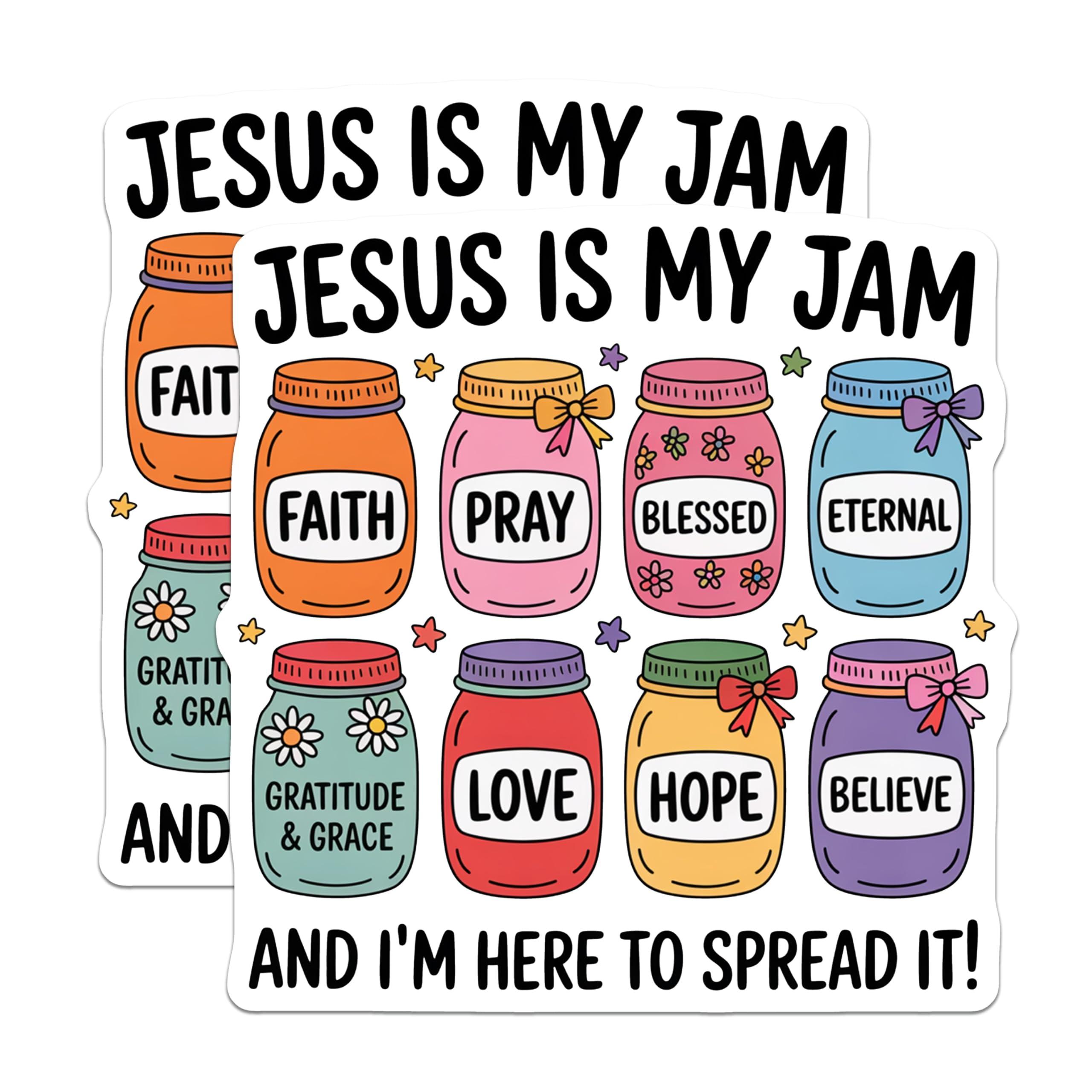 (2 Pack) Jesus is My Jam Magnets - Christian Faith Decor - Inspirational Fridge Locker Magnets - 5 Inches On Longest Side - Thick Durable Magnet - Made in USA - MAG30132
