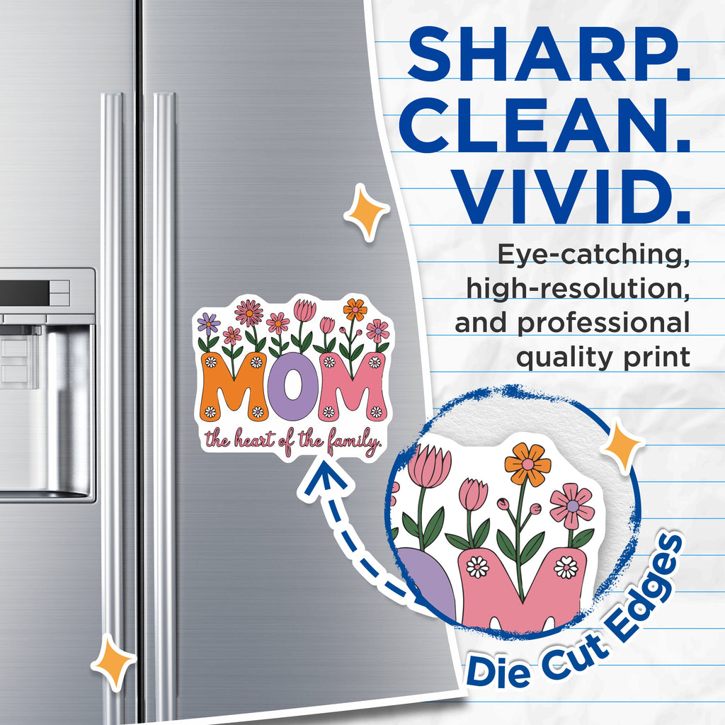 (2 Pack) Mom Magnets - Retro Floral Mama Heart Family - Mothers Day Birthday Fridge - 5 Inches On Longest Side - Thick Durable Magnet - Made in USA - MAG36167