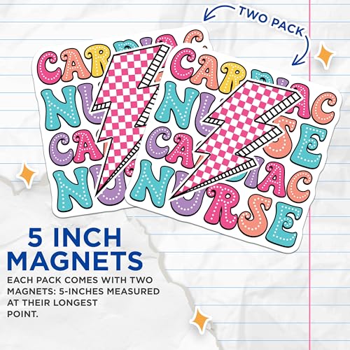 (2 Pack) Cardiac Nurse Magnets Magnets - Medical Staff Nurse Appreciation - 5" On Longest Side - Made in USA - Sticks to Refrigerators & Metal Surfaces - MAG9132