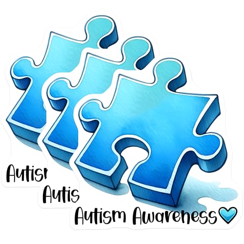 (3 Pack) Autism Awareness Decals - Puzzle Piece Decal - Autism Support Decals - 3 Inches On Longest Side - Easy Peel & Apply - Made in USA - 3MCS6887