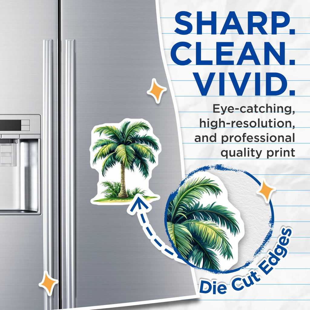 (2 Pack) Palm Tree Magnets - Tropical Beach Decor - Island Life Accessory - Summer Refrigerator Magnets - 5 Inches On Longest Side - Thick Durable Magnet - Made in USA - MAG27818