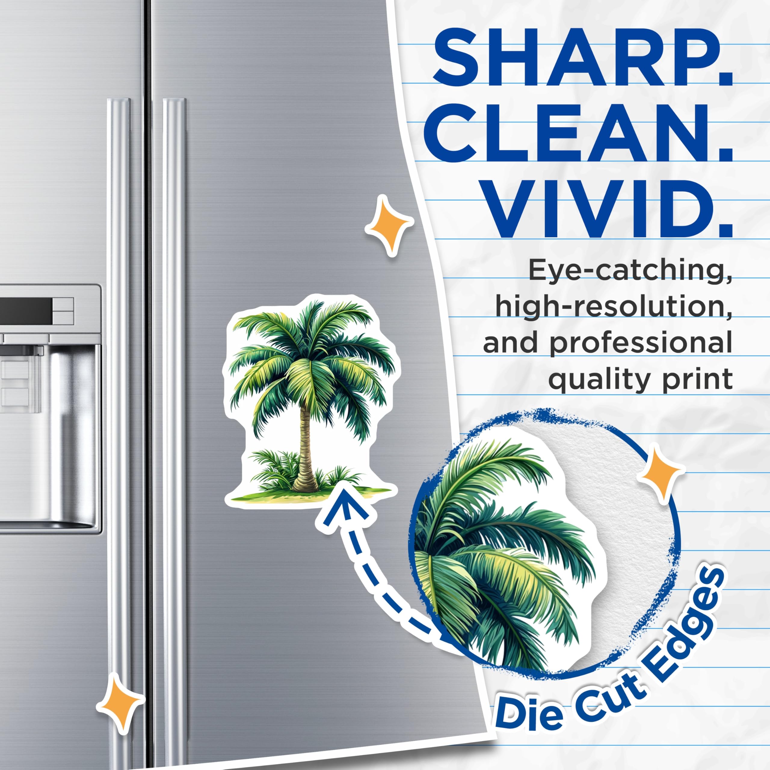 (2 Pack) Palm Tree Magnets - Tropical Beach Decor - Island Life Accessory - Summer Refrigerator Magnets - 5 Inches On Longest Side - Thick Durable Magnet - Made in USA - MAG27818