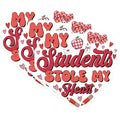 (3 Pack) Teacher Valentine Decals - Students Stole My Heart - Educator Appreciation - 3 Inches On Longest Side - Easy Peel & Apply - Made in USA - 3MCS6420