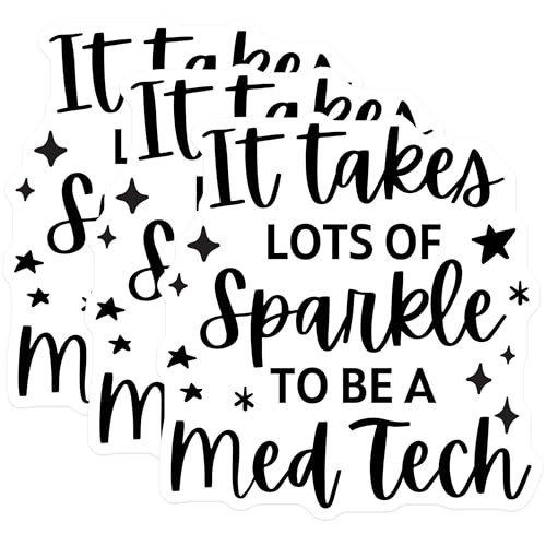 (3 Pack) Med Tech Decals - Lots of Sparkle - Medical Technician Sticker - 3 Inches On Longest Side - Easy Peel & Apply - Made in USA - 3MCS4534