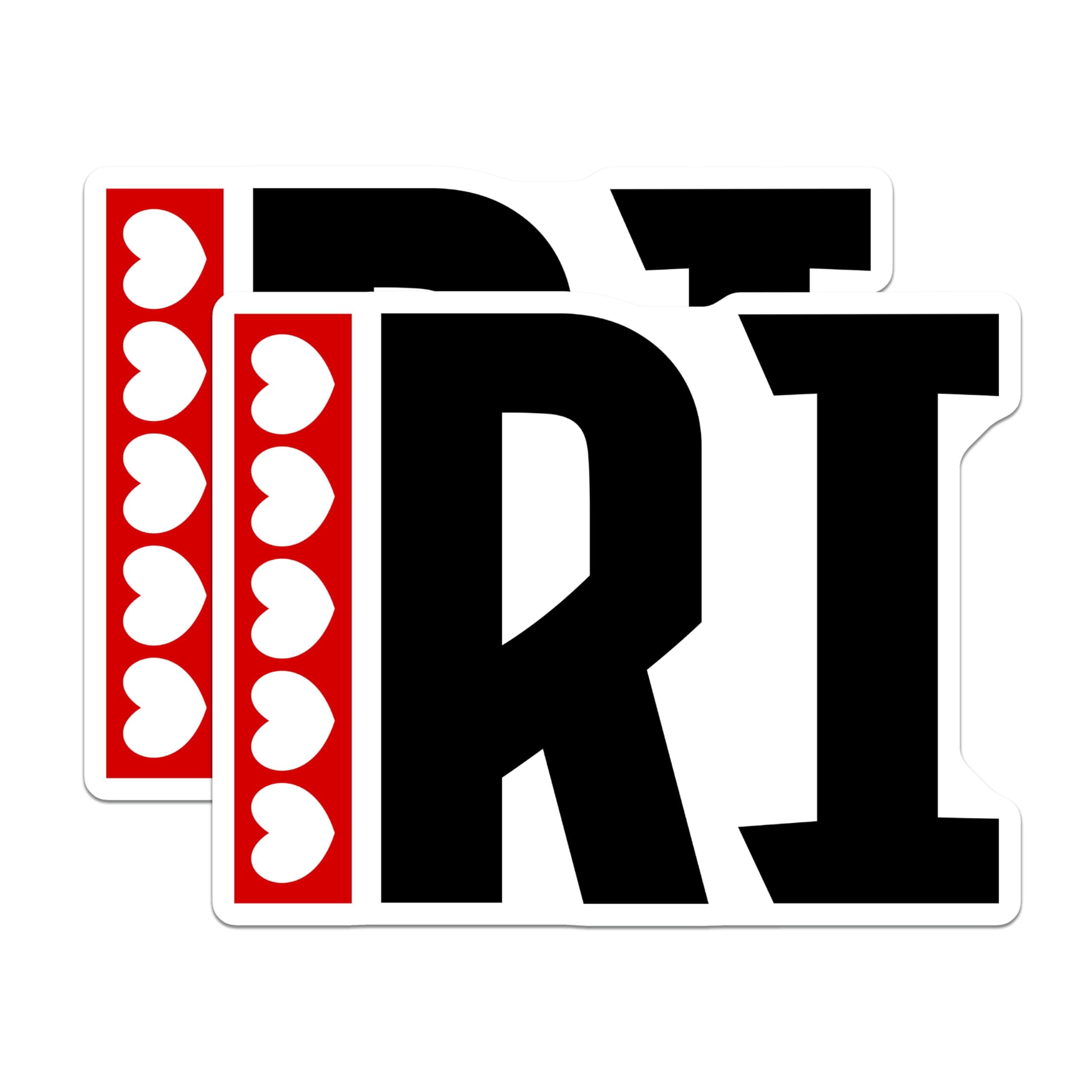 (2 Pack) Rhode Island State Pride Magnets - RI Initials Heart Decor - Fridge Locker Display - Local Love Souvenir - 5 Inches On Longest Side - Thick Durable Magnet - Made in USA - MAG19083