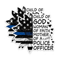 (2 Packs) Child of God Woman of Faith Mother of A Police Officer Stickers - Police Mom Decals - 5" On Longest Side - Premium Vinyl Decal - Sticks to Any Smooth Flat Surface - Made in USA - BMCS2456