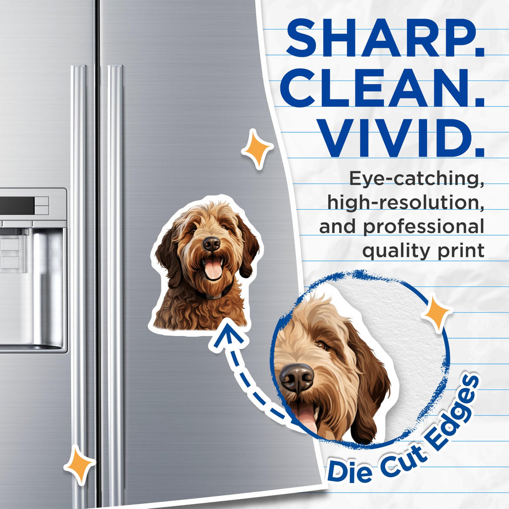 (2 Pack) Goldendoodle Magnets - Happy Doodle Pet Decor - Dog Lover Fridge Accessory - 5 Inches On Longest Side - Thick Durable Magnet - Made in USA - MAG24224