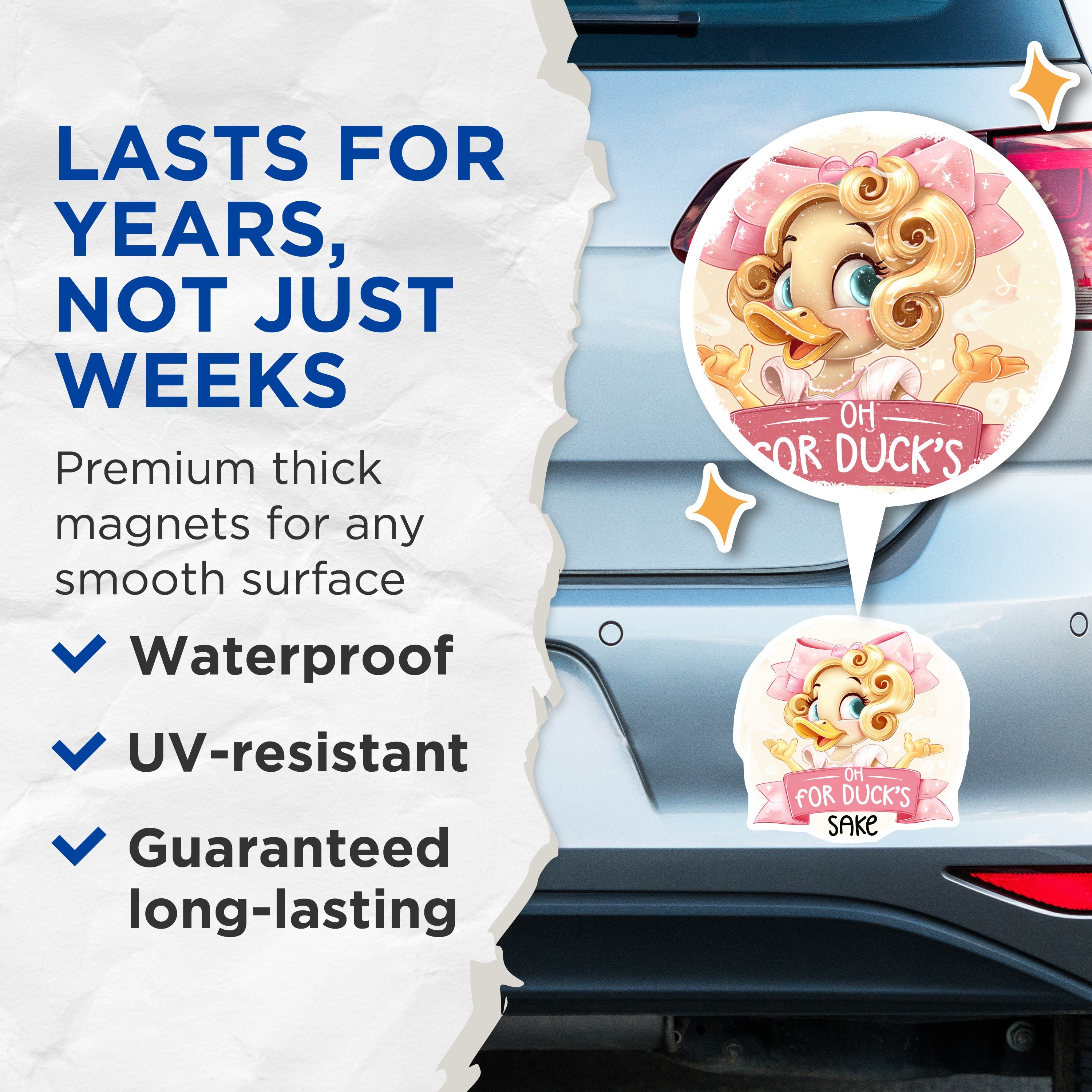 (2 Pack) Oh for Ducks Sake Magnets - Sassy Funny Quote - Cute Cartoon Animal Refrigerator Locker Decor - 5 Inches On Longest Side - Thick Durable Magnet - Made in USA - MAG36143