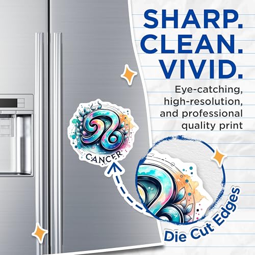 (2 Pack) Cancer Zodiac Sign Magnets - Colorful Astrology Art - Horoscope Fridge Magnets - 5" On Longest Side - for Cars, Fridges, Toolboxes - Made in USA - MAG7034