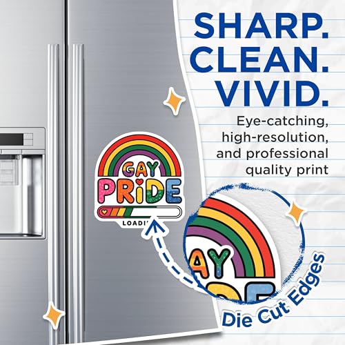 (2 Pack) Gay Pride Loading Magnets Magnets - LGBTQ Rainbow - Pride Celebration - 5" On Longest Side - Made in USA - Sticks to Refrigerators & Metal Surfaces - MAG8807
