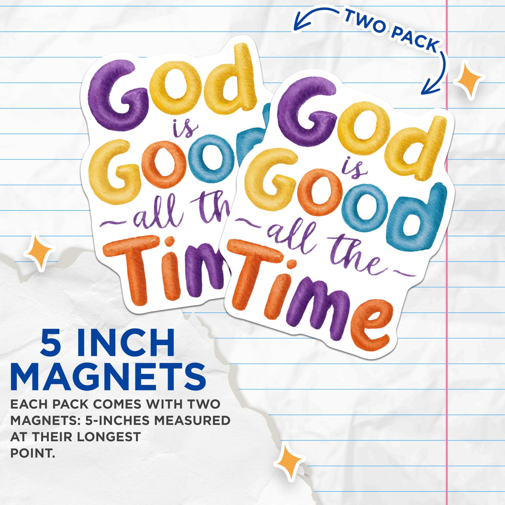 (2 Pack) God is Good Magnets - Religious Saying Magnet - Inspirational Fridge Magnets - 5" On Longest Side - Premium Magnet - for Cars, Refrigerators, Toolboxes, Lockers - Made in USA - MAG14999