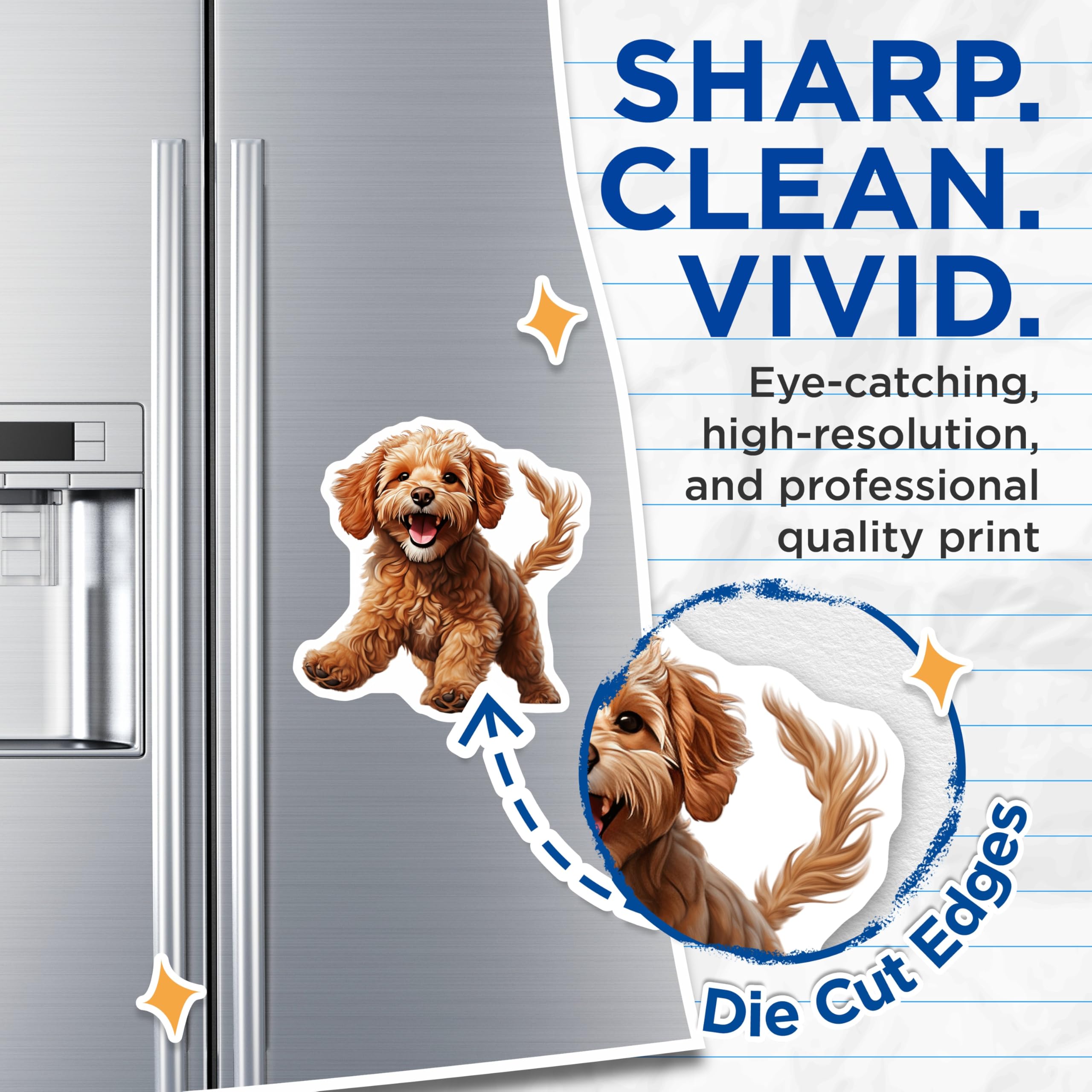 (2 Pack) Happy Puppy Magnets - Adorable Dog Lover Decor - Pet Owner Present - 5 Inches On Longest Side - Thick Durable Magnet - Made in USA - MAG26289