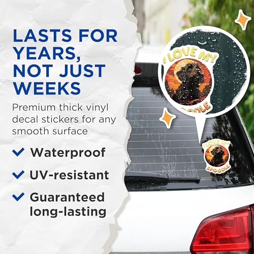 (2 Pack) I Love My Spoodle Stickers - Cute Dog Stickers - Pet Lover Stickers - 5" On Longest Side - Sticks to Smooth Flat Surfaces - Made in USA - BMCS4098