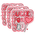 (3 Pack) Sucker for You Decals - Valentine Stickers - Laptop Decal - Heart Stickers - 3 Inches On Longest Side - Easy Peel & Apply - Made in USA - 3MCS2153