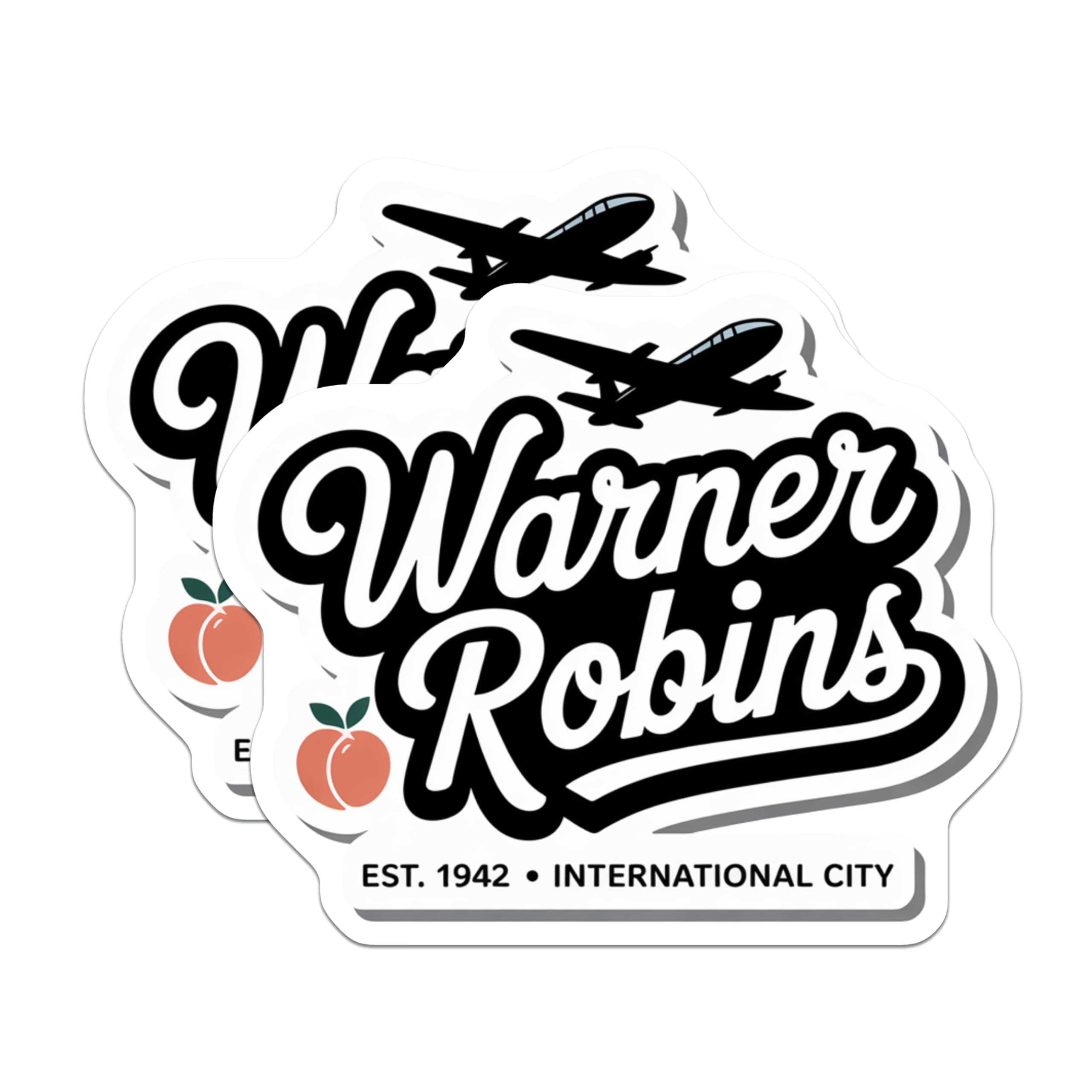 (2 Pack) Warner Robins Magnets - Georgia Aviation City - Peach State Souvenir Decor - 5 Inches On Longest Side - Thick Durable Magnet - Made in USA - MAG19387