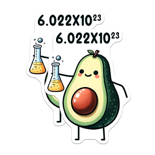(2 Pack) Avogadro Nerd Stickers - Cute Avocado Chemistry - Science Lover - 5" On Longest Side - Sticks to Smooth Flat Surfaces - Made in USA - BMCS8015