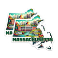 (2 Pack) Massachusetts State Stickers - New England Journey - USA Travel Decal Art - 5" On Longest Side - Sticks to Smooth Flat Surfaces - Made in USA - BMCS5162