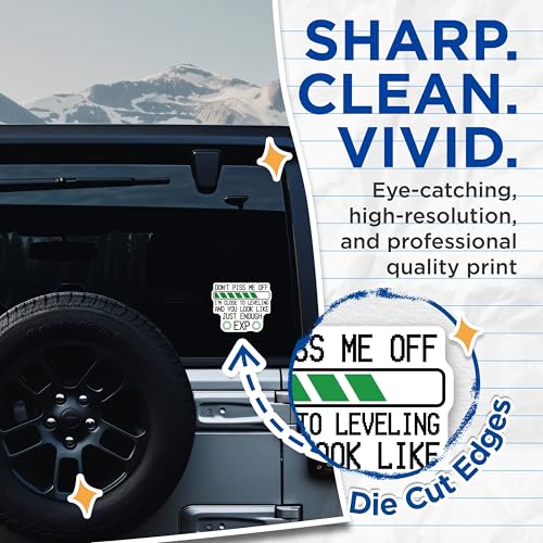 (2 Pack) Don't Piss Me Off Stickers - Leveling Up - Gaming Warning Sticker - 5" On Longest Side - Sticks to Smooth Flat Surfaces - Made in USA - BMCS8666