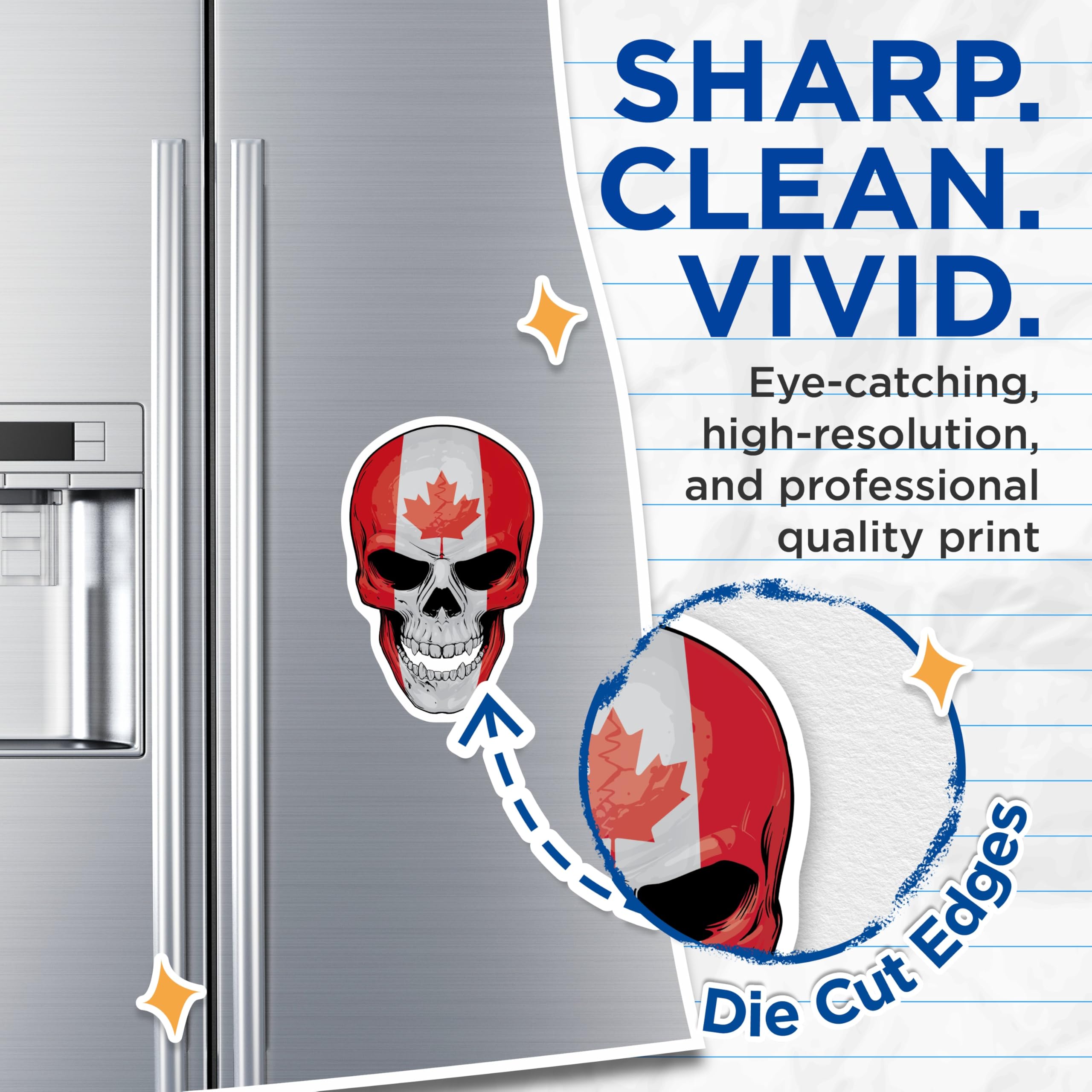 (2 Pack) Canadian Flag Skull Magnets - Canada Pride Decor - Maple Leaf Magnetic Art - 5" On Longest Side - Premium Magnet - for Cars, Refrigerators, Toolboxes, Lockers - Made in USA - MAG17732