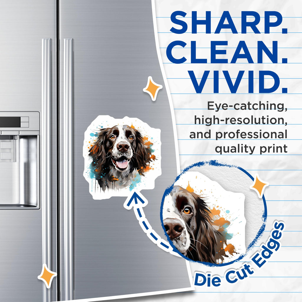 (2 Pack) Springer Spaniel Dog Magnets - Watercolor Pet Portrait - Artistic Animal Art for Dog Lovers - 5 Inches On Longest Side - Thick Durable Magnet - Made in USA - MAG25115