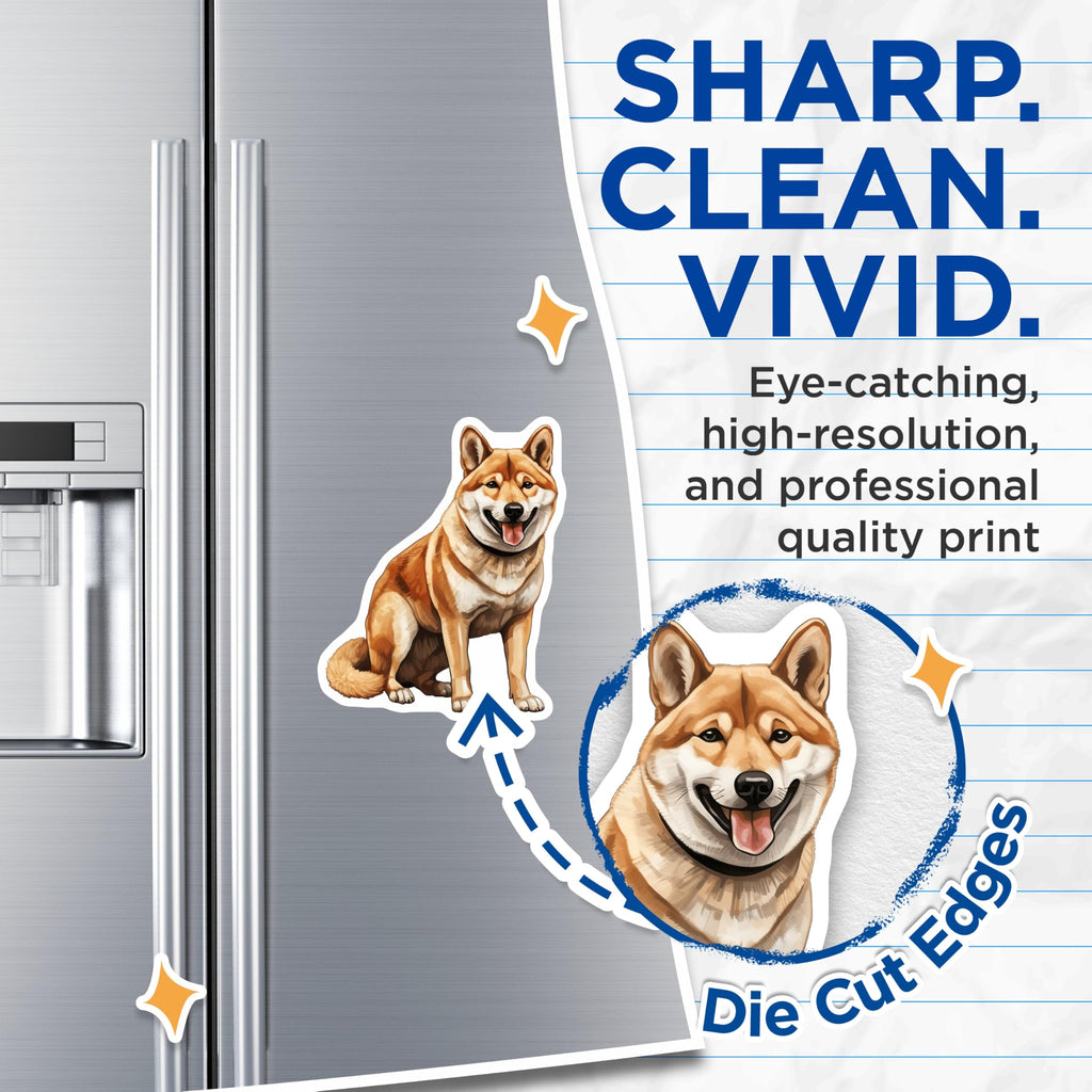 (2 Pack) Shiba Inu Dog Magnets - Cute Pet Lover Fridge Magnets - Happy Canine Refrigerator Decor - 5 Inches On Longest Side - Thick Durable Magnet - Made in USA - MAG26540
