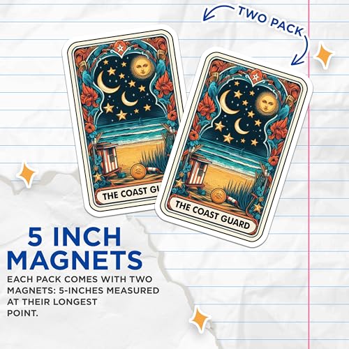 (2 Pack) Ocean Decor Magnet - Nautical Theme - 5" On Longest Side - Sticks to Smooth Flat Surfaces - Made in USA - MAG10305