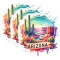 (3 Pack) Arizona Decals - Cactus Stickers - Desert Landscape Decal- 3 Inches On Longest Side - Easy Peel & Apply - Made in USA - 3MCS5578