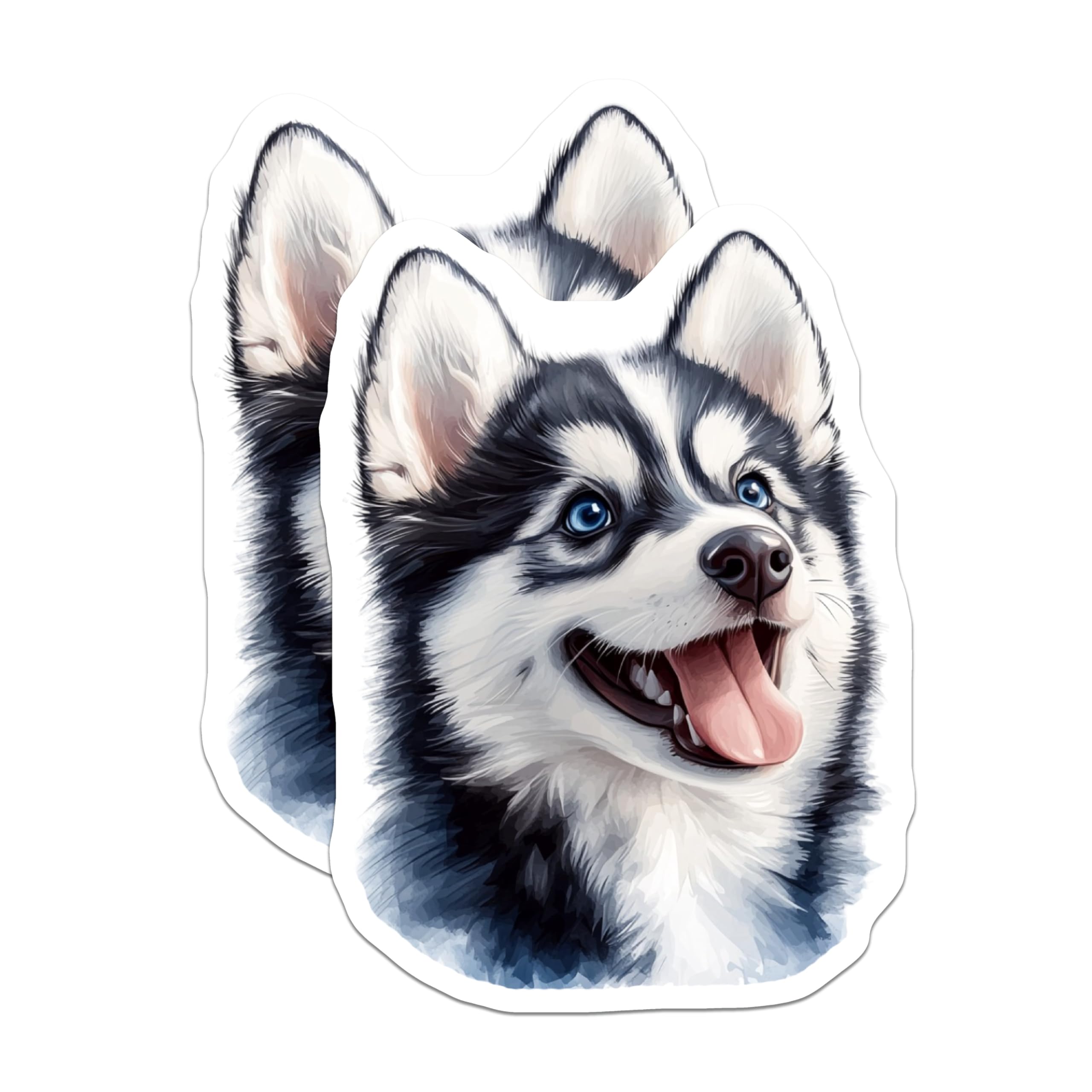 (2 Pack) Husky Stickers - Dog Stickers - Animal Stickers - Pet Stickers- 5" On Longest Side - Sticks to Smooth Flat Surfaces - Made in USA - BMCS16295