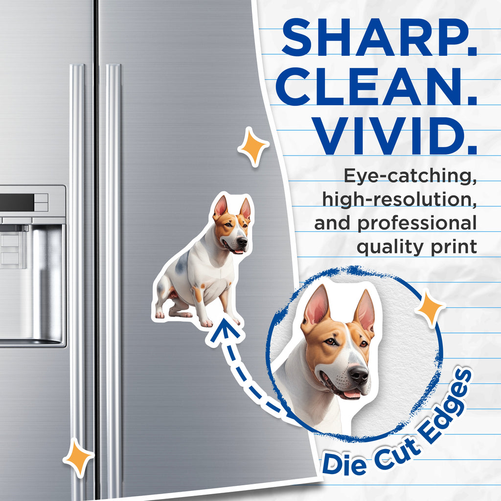 (2 Pack) Realistic Dog Magnets - Bully Breed Art - Pet Lover Refrigerator Decor - Staffy Dog Owner Home Accessory - 5 Inches On Longest Side - Thick Durable Magnet - Made in USA - MAG37525