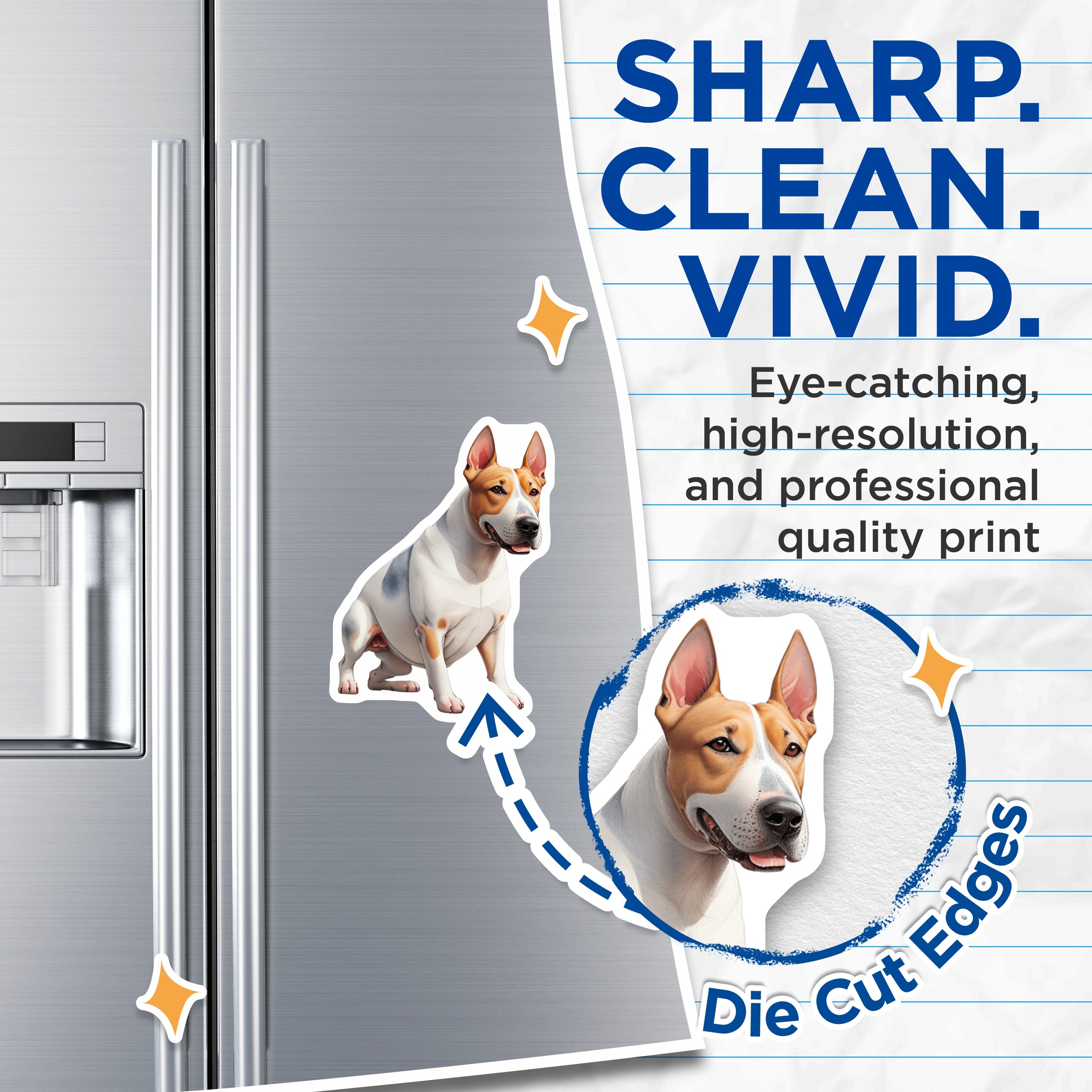 (2 Pack) Realistic Dog Magnets - Bully Breed Art - Pet Lover Refrigerator Decor - Staffy Dog Owner Home Accessory - 5 Inches On Longest Side - Thick Durable Magnet - Made in USA - MAG37525