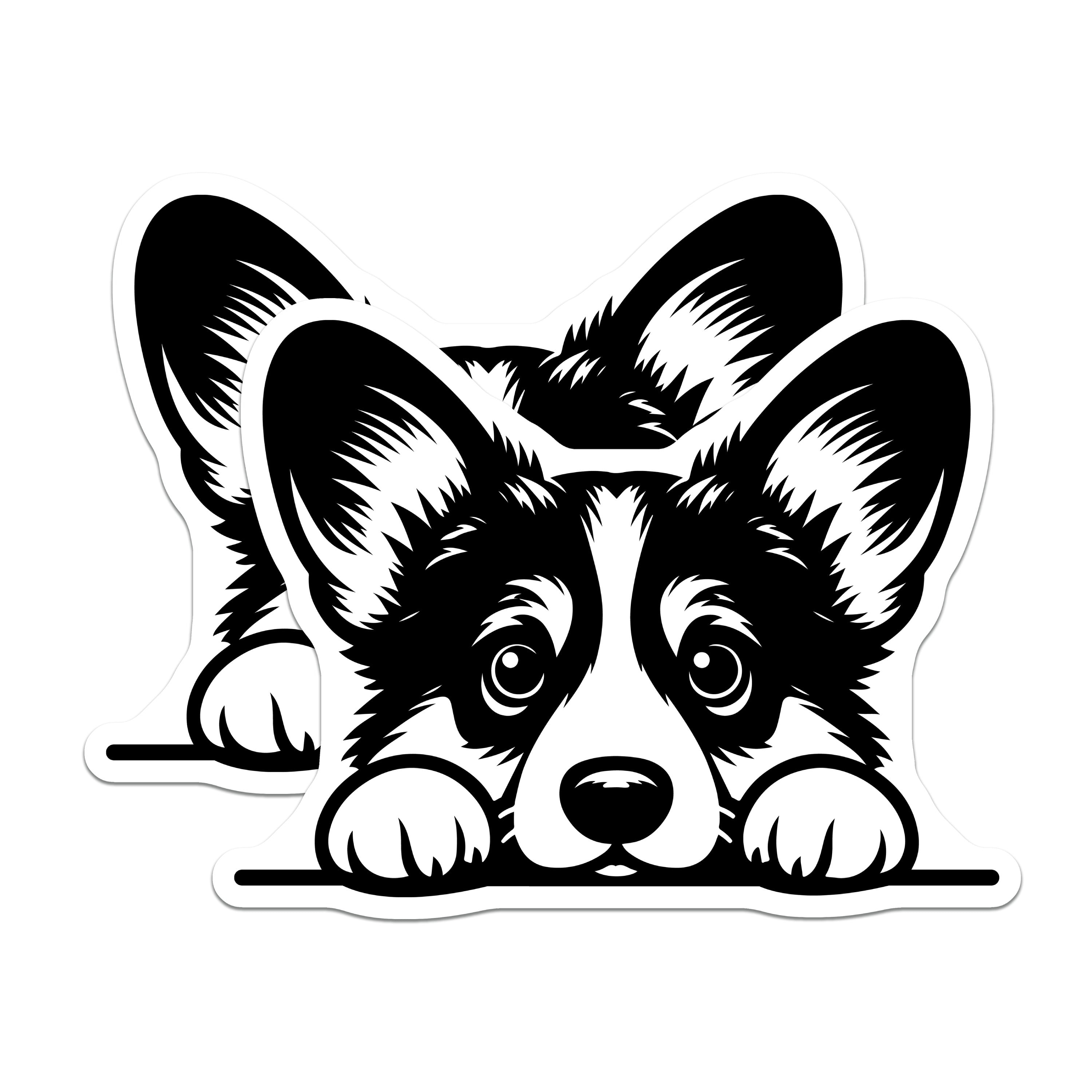 (2 Pack) Corgi Peeker Magnets - Cute Dog Lover Home Decor - Refrigerator Locker Accent - 5 Inches On Longest Side - Thick Durable Magnet - Made in USA - MAG39654