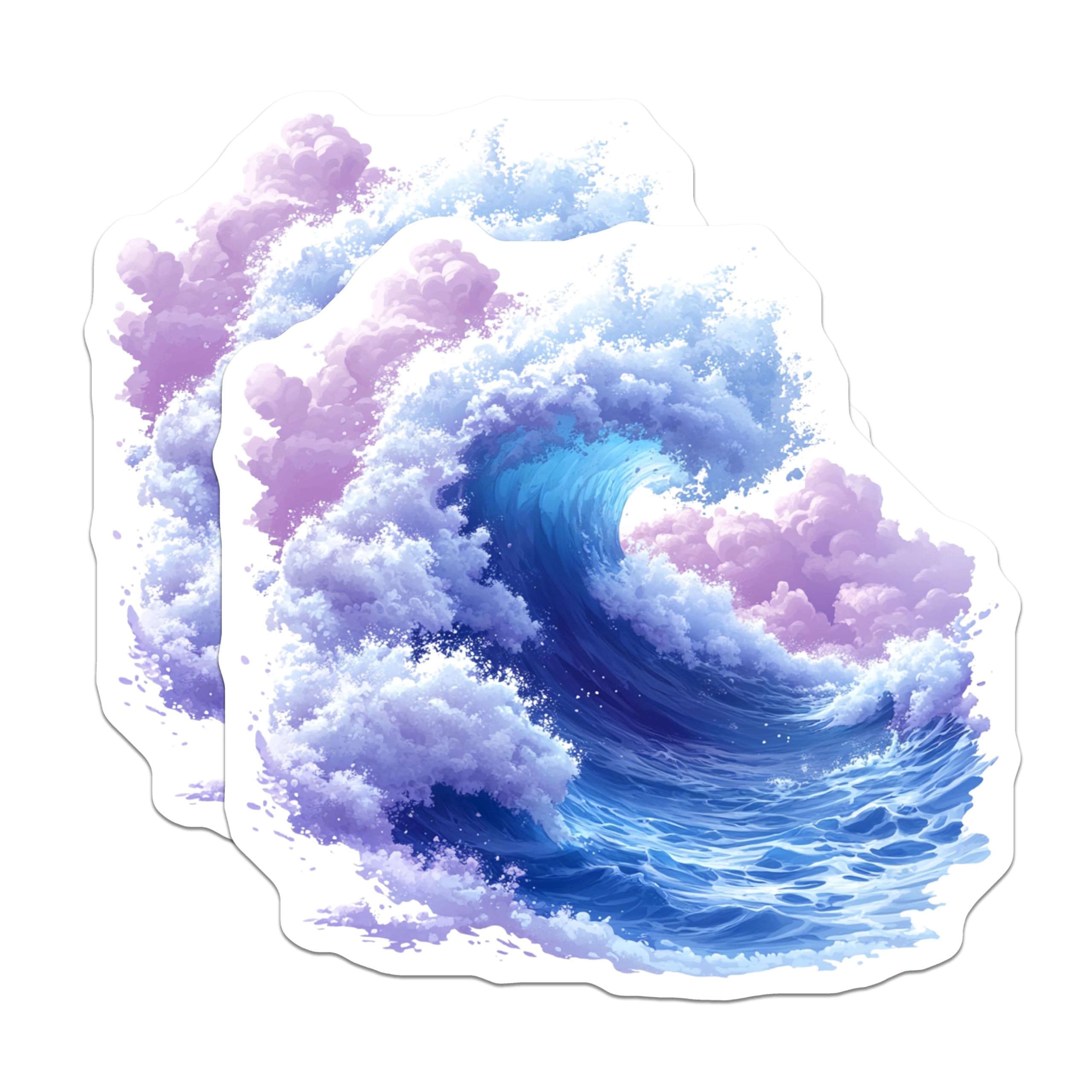 (2 Pack) Ocean Wave Magnets - Dreamy Sea Art - Pastel Aesthetic Decor - 5 Inches On Longest Side - Thick Durable Magnet - Made in USA - MAG29228