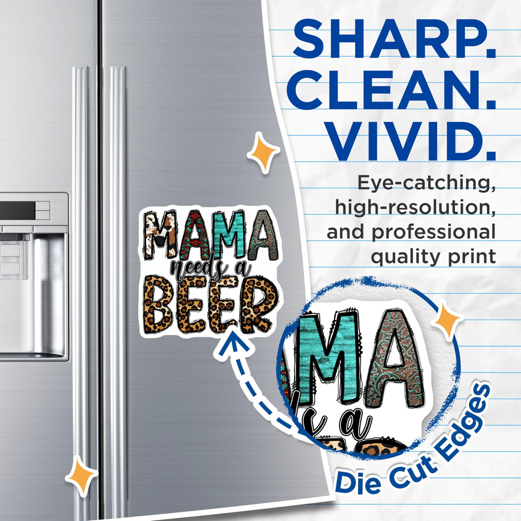 (2 Pack) Mama Needs Beer Magnets - Western Mama Decor - Funny Refrigerator Accessories - 5 Inches On Longest Side - Thick Durable Magnet - Made in USA - MAG29654
