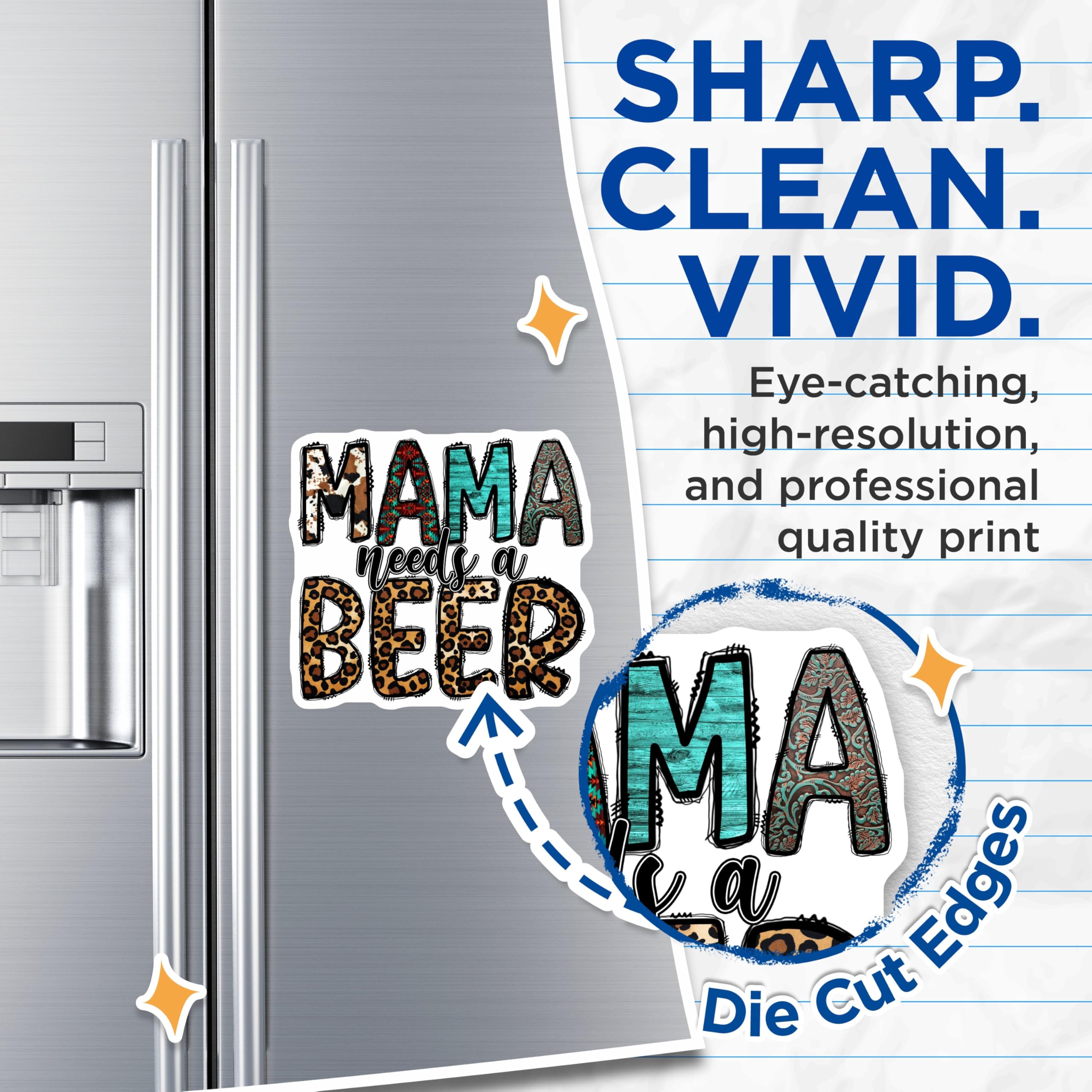 (2 Pack) Mama Needs Beer Magnets - Western Mama Decor - Funny Refrigerator Accessories - 5 Inches On Longest Side - Thick Durable Magnet - Made in USA - MAG29654