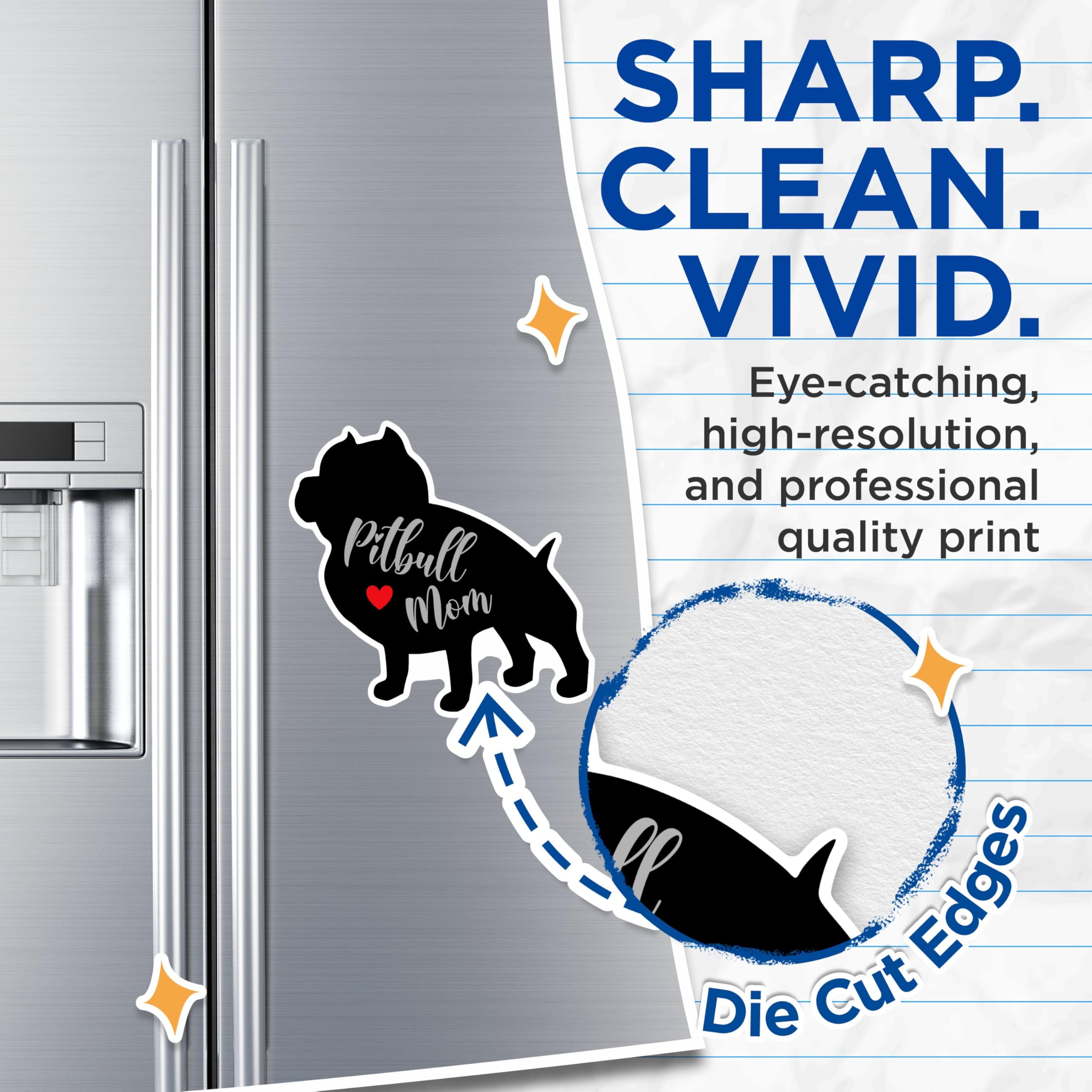 (2 Packs) Pitbull Mom Magnets - Pitbull Mom Dog Breed Magnets - 5 Inches On Longest Side - Premium Magnet - for Fridges, Toolboxes, Cars - Made in USA - MAG2510