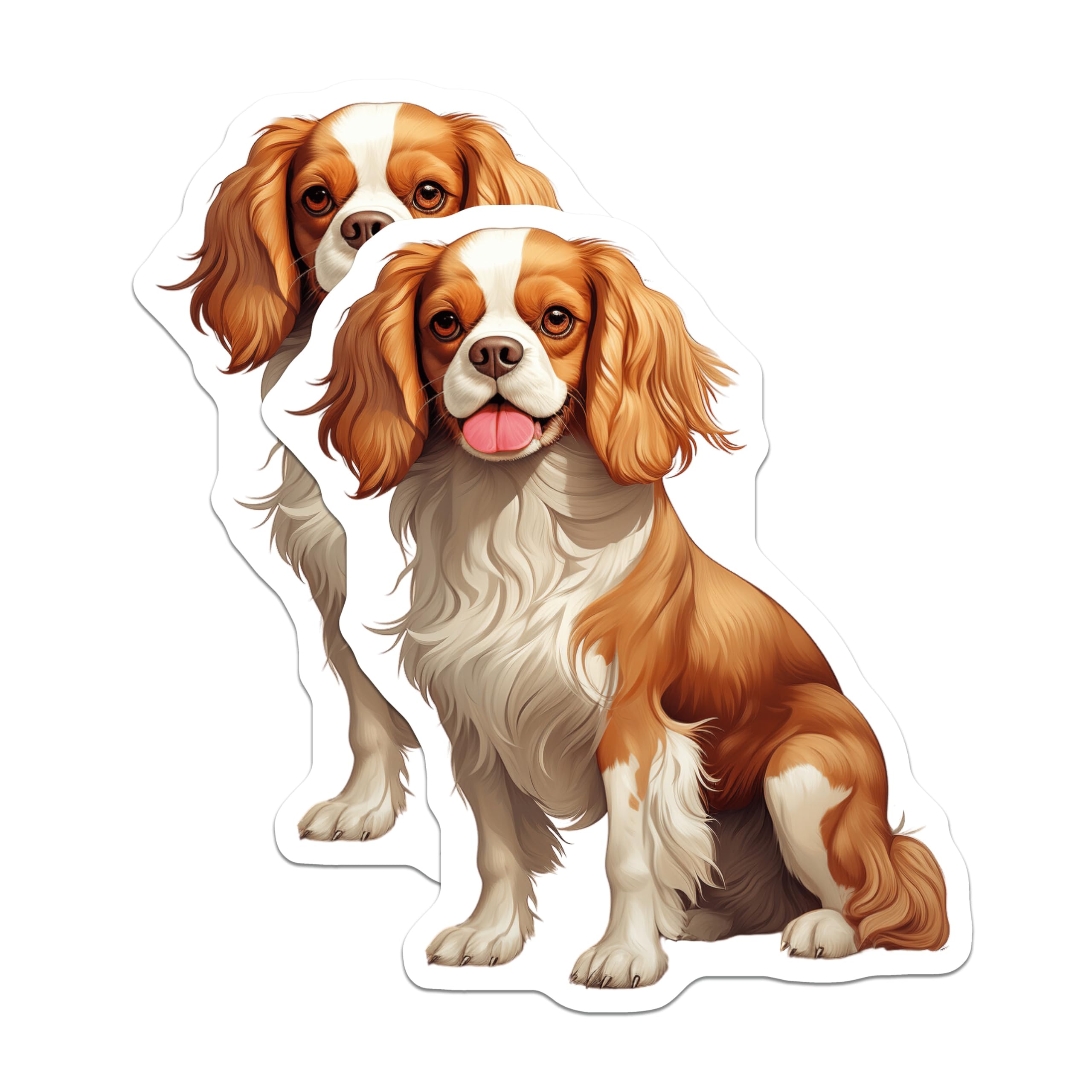 (2 Pack) Cavalier King Charles Spaniel Magnets - Cute Blenheim Dog Artwork - Animal Lover Kitchen Decor - 5 Inches On Longest Side - Thick Durable Magnet - Made in USA - MAG30611