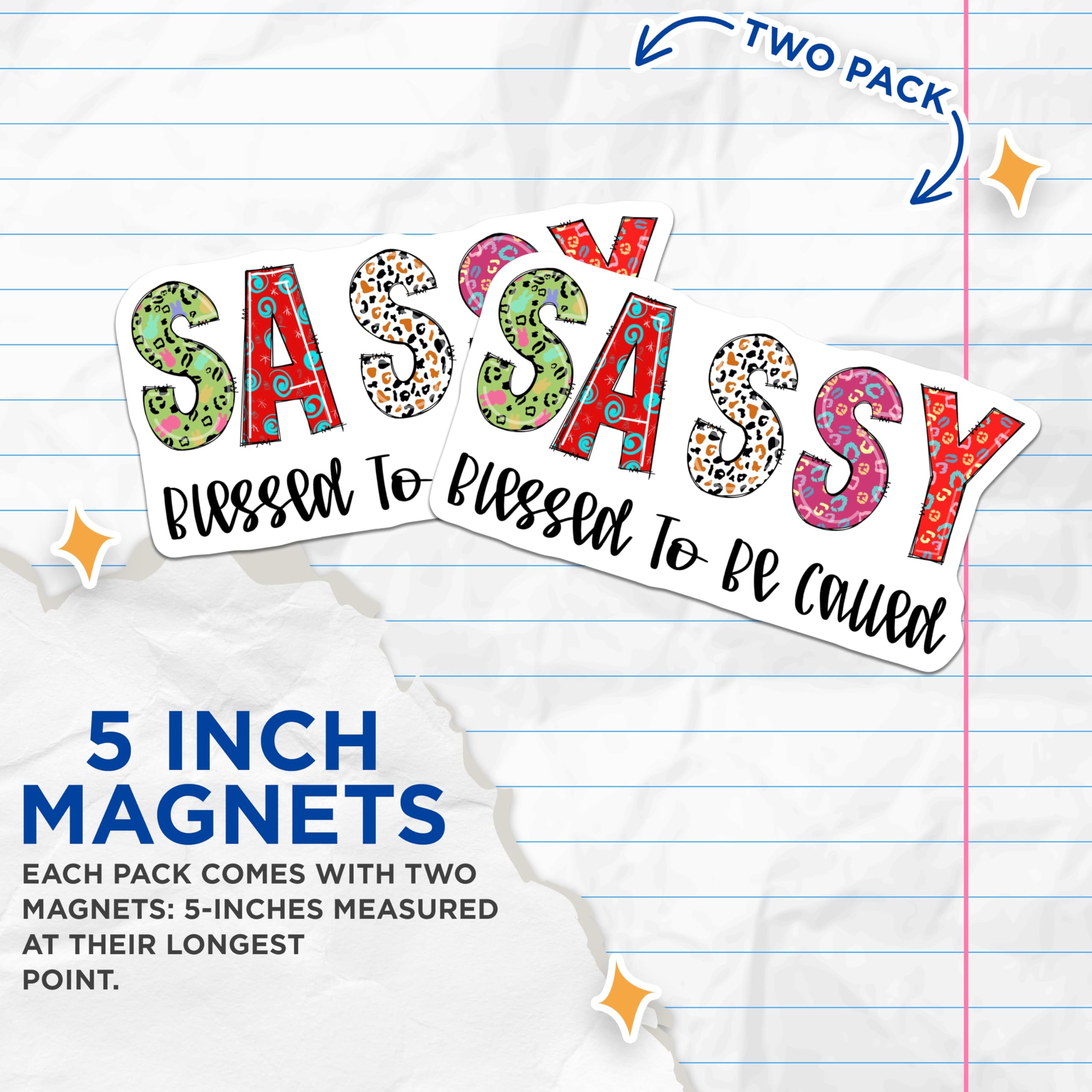 (2 Pack) Sassy Blessed Magnets - Inspirational Quote - Fridge Locker Decorations - 5" On Longest Side - Premium Magnet - for Cars, Refrigerators, Toolboxes, Lockers - Made in USA - MAG14917