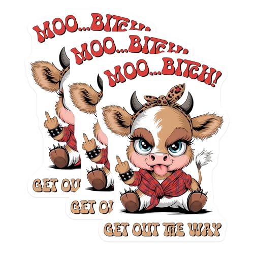 (3 Pack) Sassy Cow Decals - Funny Quote - Laptop Decals - 3 Inches On Longest Side - Easy Peel & Apply - Made in USA - 3MCS8564