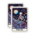 (2 Pack) DJ Skull Stickers - Music Lover Stickers - Cosmic Skeleton Stickers - 5" On Longest Side - Sticks to Smooth Flat Surfaces - Made in USA - BMCS5386